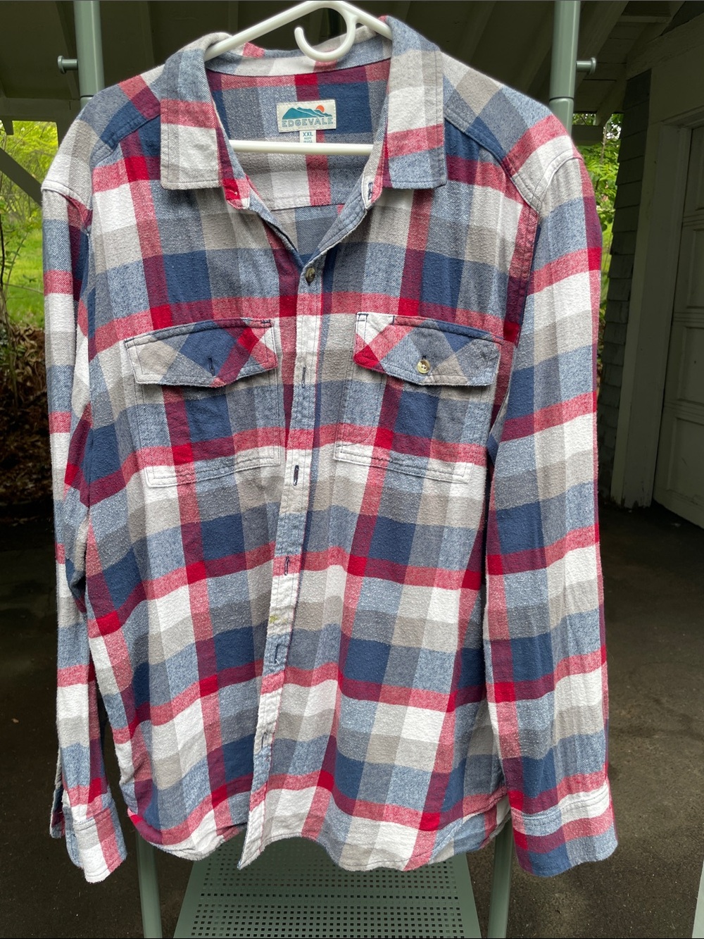 Men's Red, Blue & Gray Plaid Button-Down Shirt